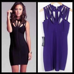 NWT Bebe Cutout Bodycon Bandage Mini Dress | Purple | Size Medium
